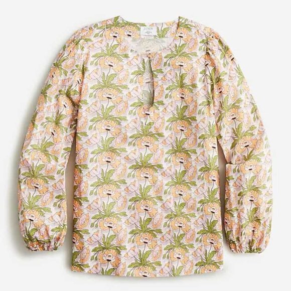 J. Crew Tops - Women's XL J Crew keyhole popover top in Liberty Butterfield poppy shirt